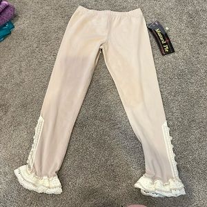 Mustard Pie Cream Colored Pearl and Lace Girls Pants New With Tags